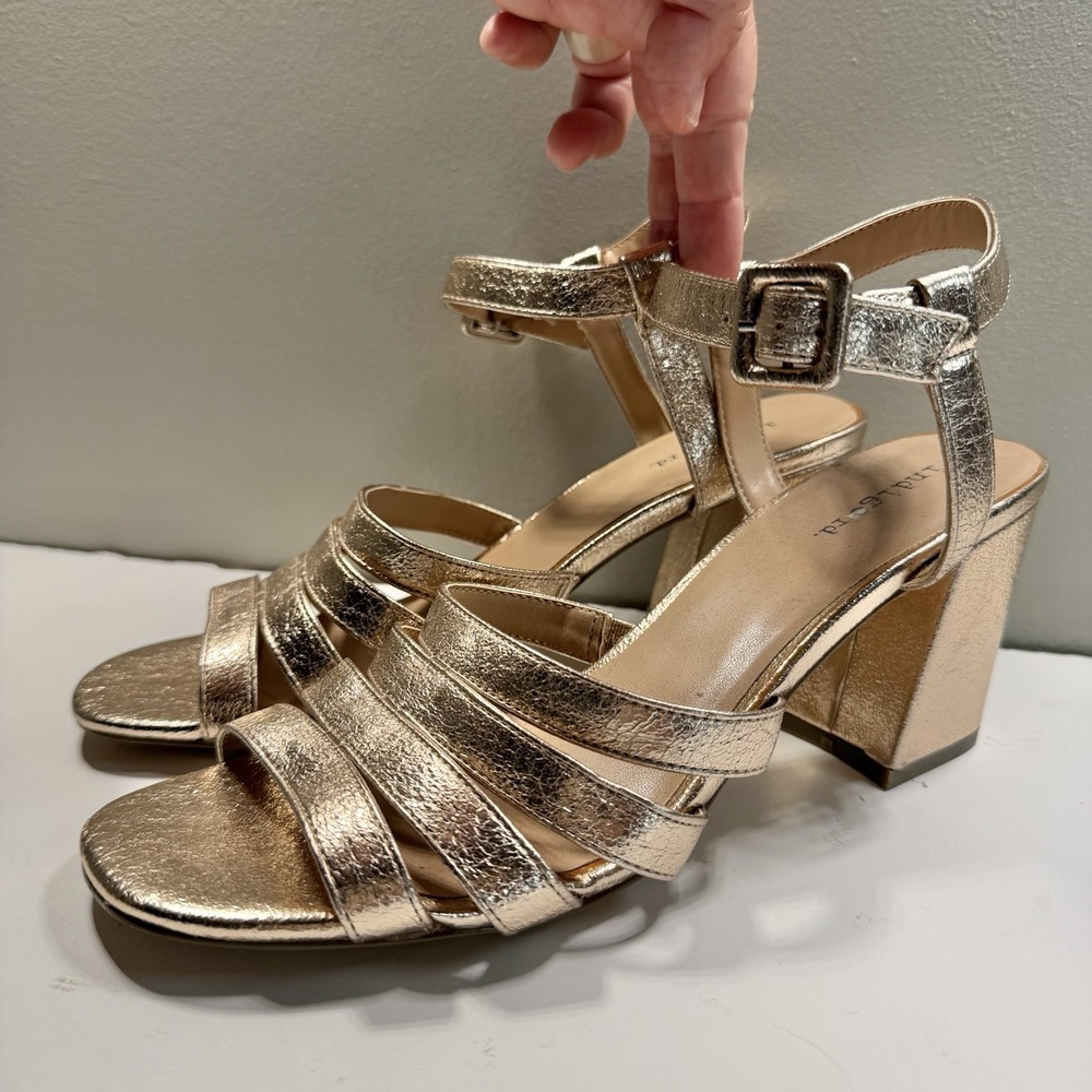 indigo Rd Gold Block Heels 9 Strappy Date Night Party